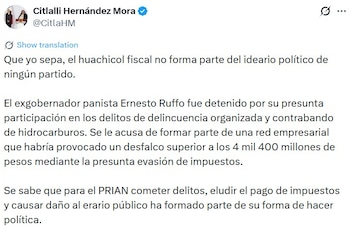 Citlalli Hernández afirmó que el huachicol fiscal no debe tener protección política y que las investigaciones deben avanzar sin importar la filiación partidista.
