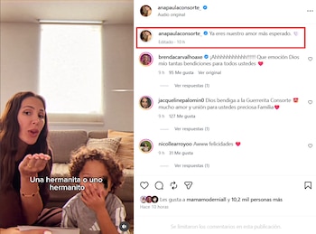 Captura de pantalla de una publicación de Instagram que muestra a una mujer y a un niño junto a varios comentarios de usuarios