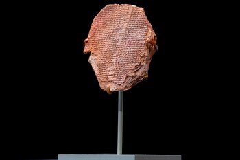 La llamada "Tabla de Gilgamesh" es vista durante una ceremonia de repatriación en el Instituto Smithsonian en in Washington (EE.UU.), este 23 de septiembre de 2021. EFE/EPA/Michael Reynolds