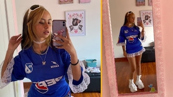 Convirtió una camiseta de Millonarios en vestido y en redes la critican: “Respeten la camiseta”