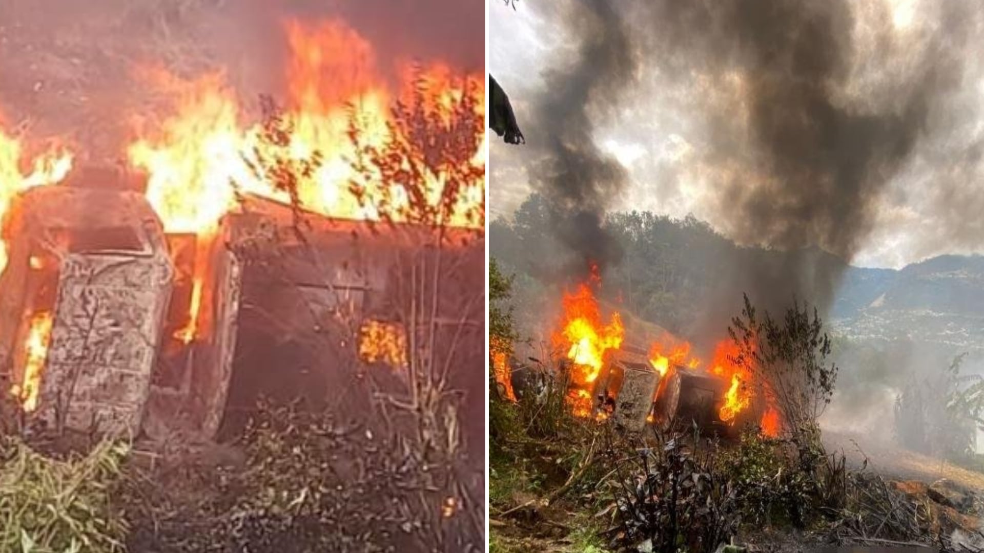 Autoridades reportaron que una persona resultó con graves lesiones tras la fuerte explosión que ocasionó el accidente. (Fotos: Protección Civil Chiapas)