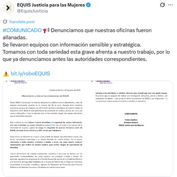 La organización alertó a través