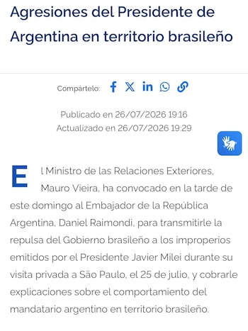 El comunicado de prensa del Ministerio de Relaciones Exteriores de Brasil