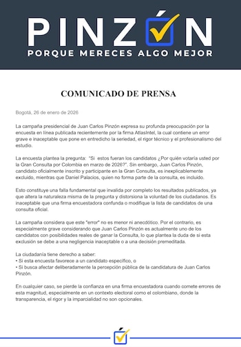 Juan Carlos Pinzón rechazó los