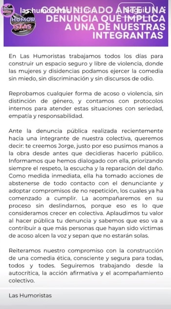 Primer comunicado de Las Humoristas