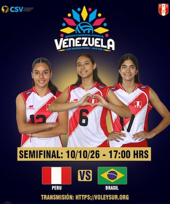 Perú enfrentará a Brasil por las semifinales por el Sudamericano Sub 19 de vóley 2026.
