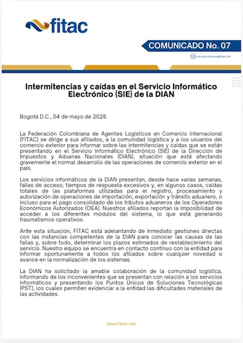 Fitac alertó sobre dificultades operativas y mantiene seguimiento a la situación. - crédito Fitac