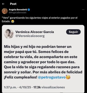 Ángela Benedetti criticó el mensaje