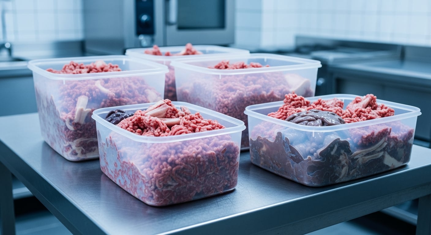 Los alimentos para perros Raaw Energy se presentan en tubos plásticos de 2 y 5 libras, con etiquetas blancas y fechas de caducidad clave para identificar lotes afectados. (Imagen Ilustrativa Infobae)