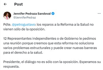 Jennifer Pedraza pidió al presidente