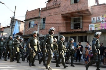 Brazilian soldiers provide security during