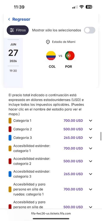 Entradas para el partido de