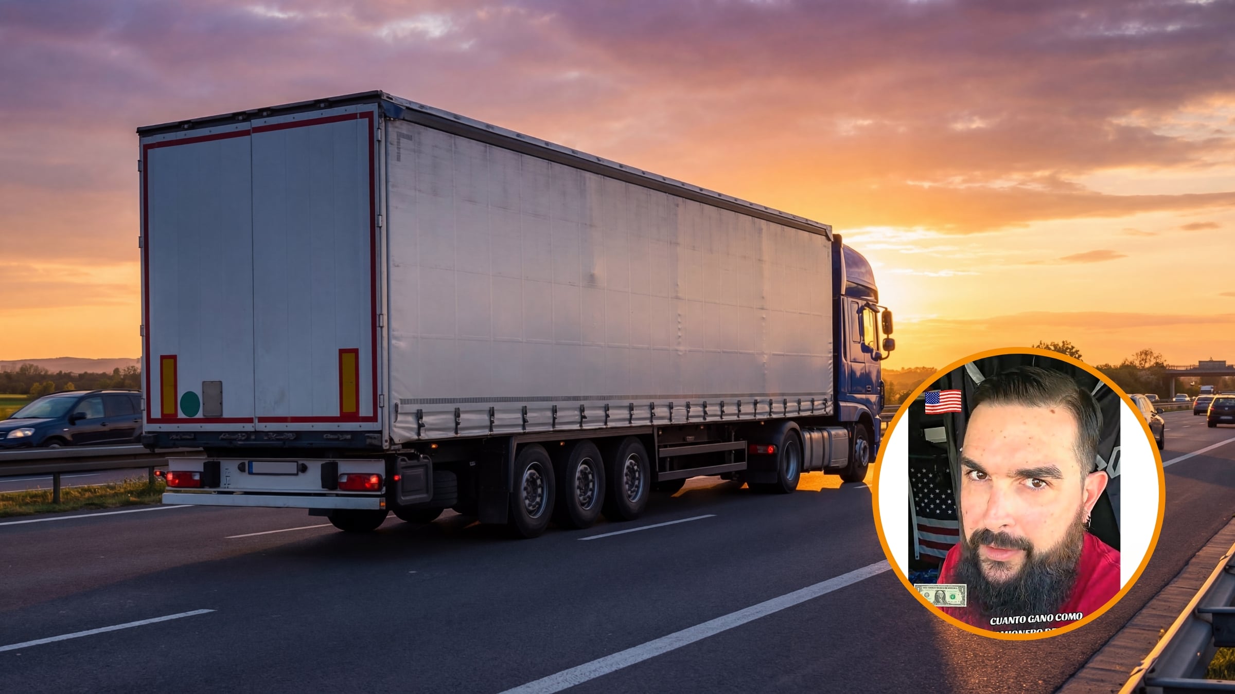 Jesús, camionero en Estados Unidos: “En ocho meses gané 57.542 euros”. (Montaje Infobae con imágenes de TikTok y Canva)