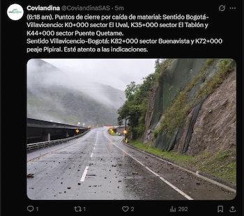 Cierre Vía Bogotá Villavicencio -