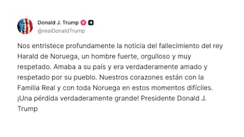 El mensaje de Donald Trump tras la muerte del rey Harald V (@realDonaldTrump)