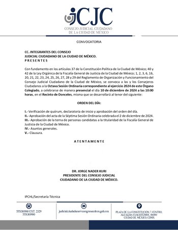 El Consejo Judicial Ciudadano citó