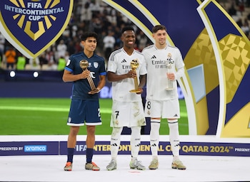 El mexicano fue nombrado como el mejor tercer jugador de la Copa Intercontinental del 2024, solo por detrás de los propios futbolistas merengues. (REUTERS/Ibraheem Al Omari)
