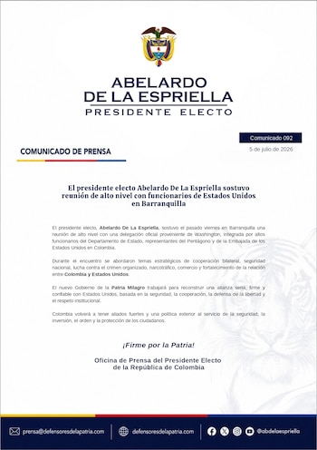 Abelardo de la Espriella sostuvo una reunión con una delegación oficial de Estados Unidos para abordar temas de seguridad, comercio y cooperación bilateral - crédito Prensa De la Espriella