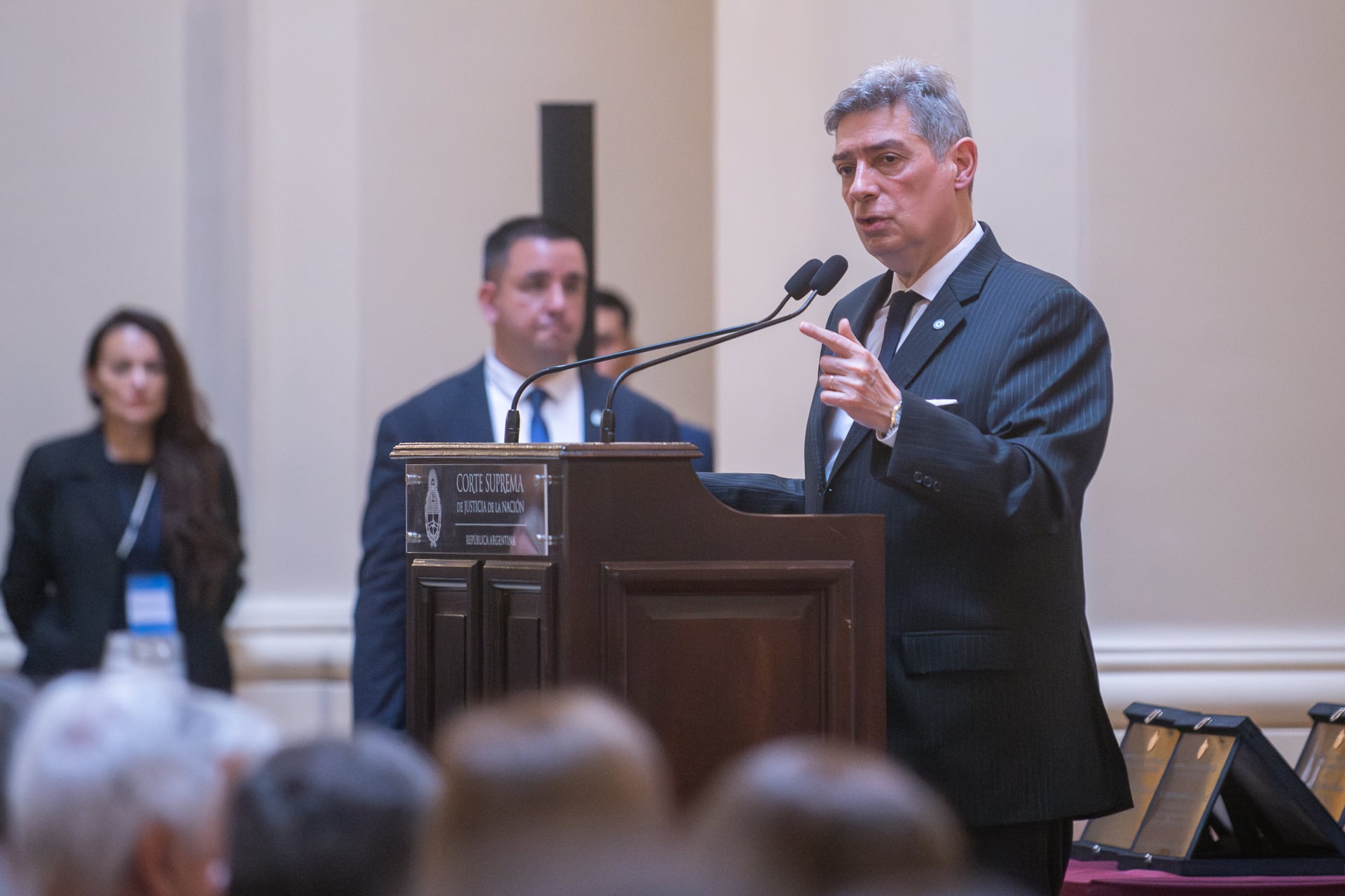 El ministro de la Corte, Horacio Rosatti, en el homenaje al Máximo Tribunal por los 40 años del Juicio a las Juntas Militares (Jaime Olivos)