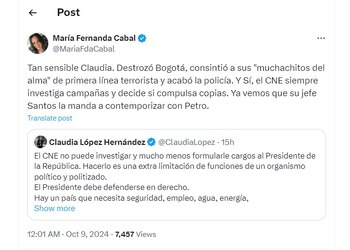 María Fernanda Cabal cuestionó la
