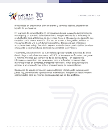 AmCham señaló que factores como