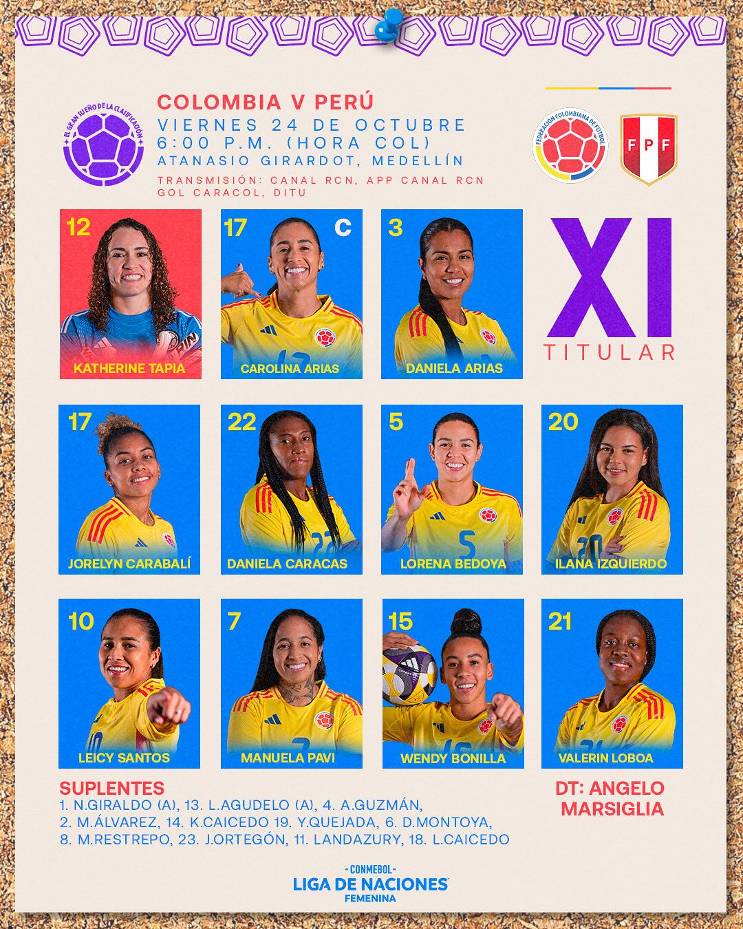 Aqui está a formação da Colômbia para enfrentar o Peru pela Liga das Nações - Crédito FCF