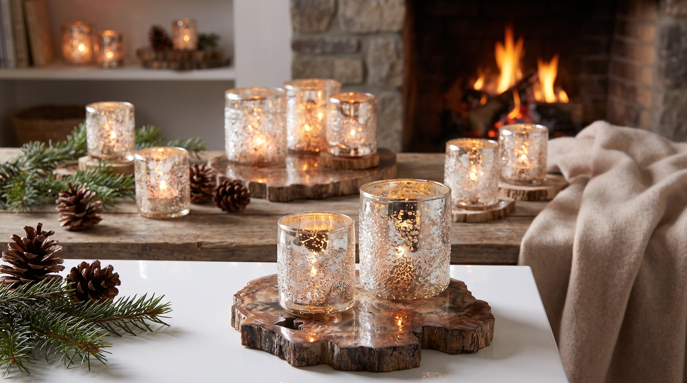 Los portavelas metalizados pueden sustituirse por candelabros de latón envejecido y velas en tonos cálidos neutros. (Imagen Ilustrativa Infobae)