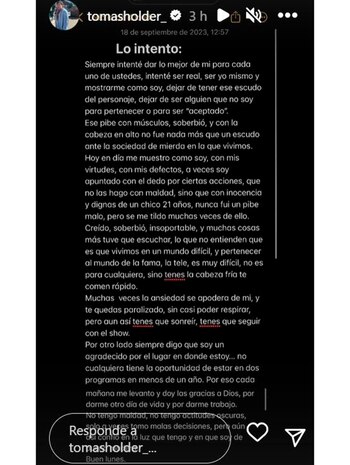 El descargo de Tomás Holder