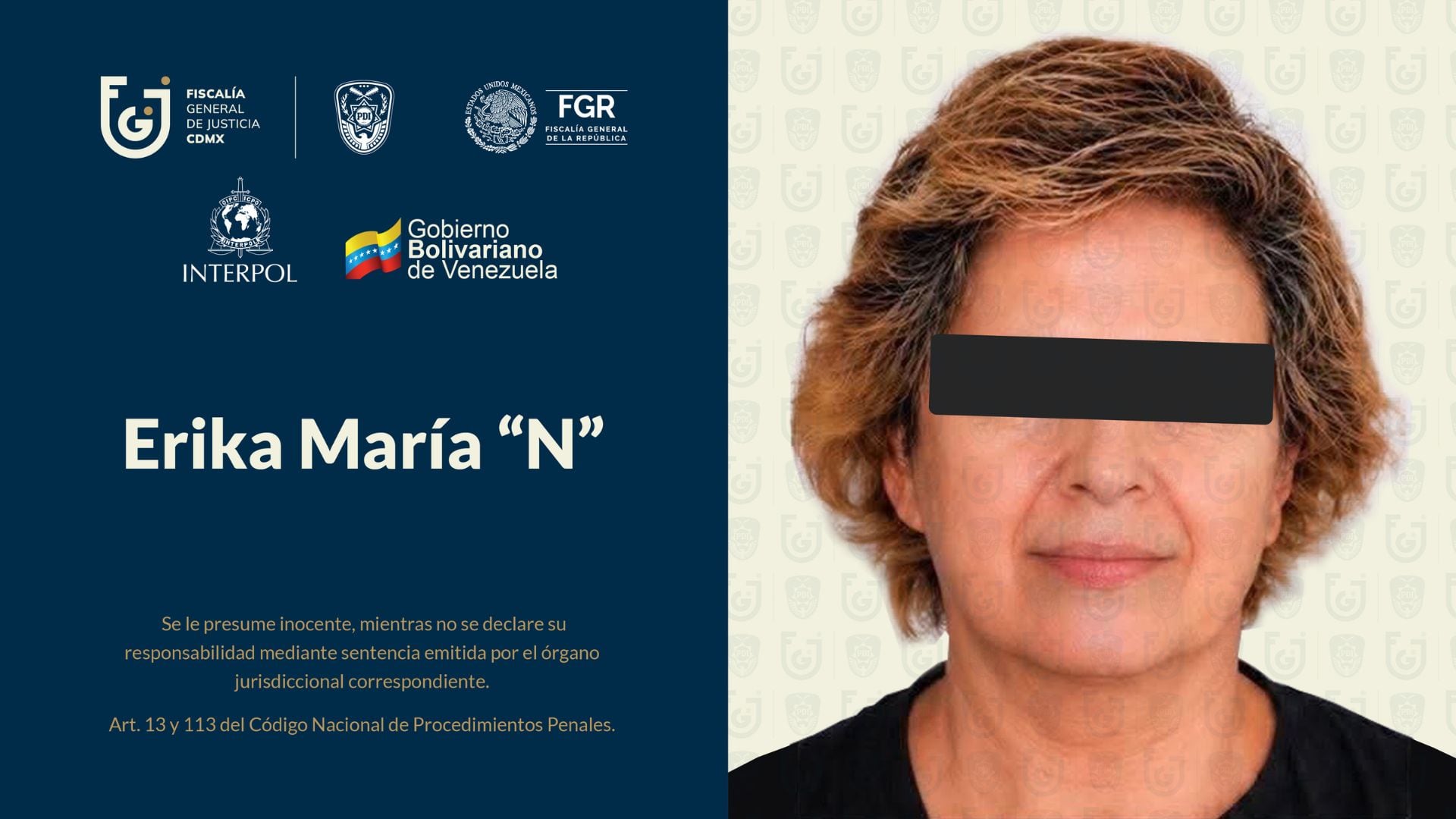 La Fiscalía de la Ciudad de México y la Fiscalía General de la República solicitaron formalmente la extradición de Erika María “N”.(FGJCDMX)
