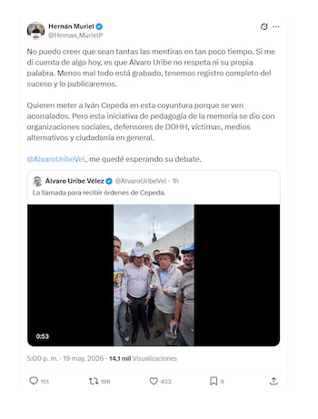 Hernán Muriel y su respuesta a Álvaro Uribe