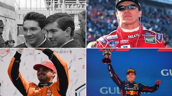 Cuatro fotografías en cuadrícula con los pilotos de carreras Ricardo y Pedro Rodríguez, Adrián Fernández, Patricio O'Ward y Sergio Pérez.