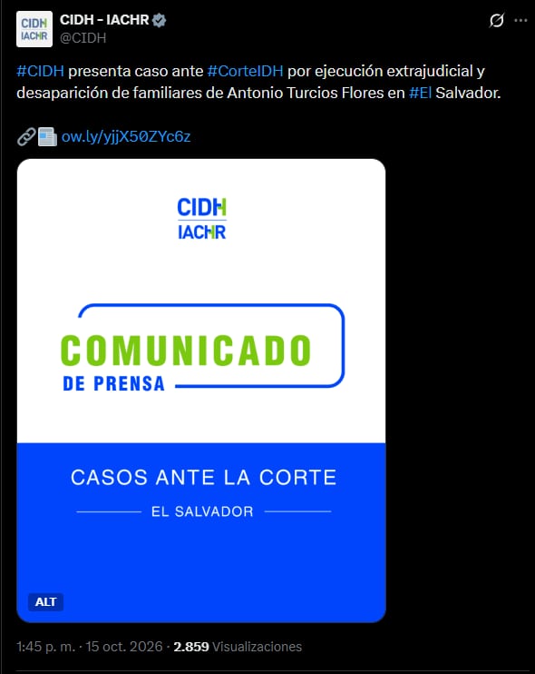 La Comisión Interamericana presentó el expediente 13.725 el 10 de junio de 2026 y solicitó que ninguna norma de amnistía impida investigar los crímenes cometidos durante el conflicto armado en El Salvador.