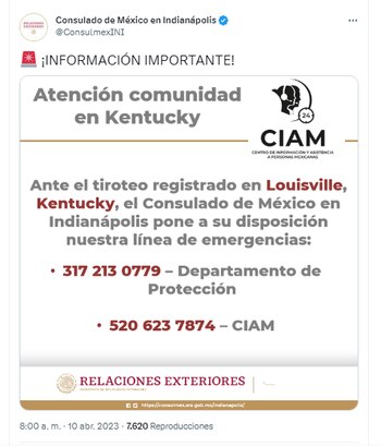 Las autoridades emitieron una publicación