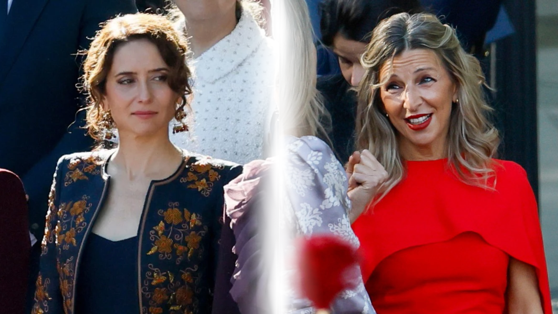 Isabel Díaz Ayuso y Yolanda Díaz en el desfile del 12 de octubre (EFE)