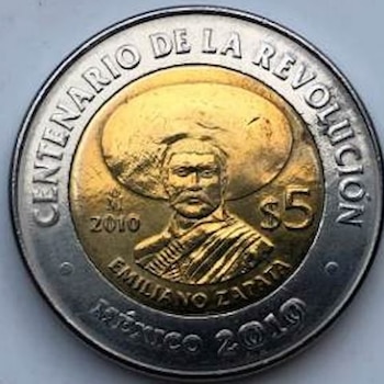 Moneda conmemorativa de 5 pesos.