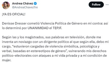 Andrea Chávez festeja la determinación