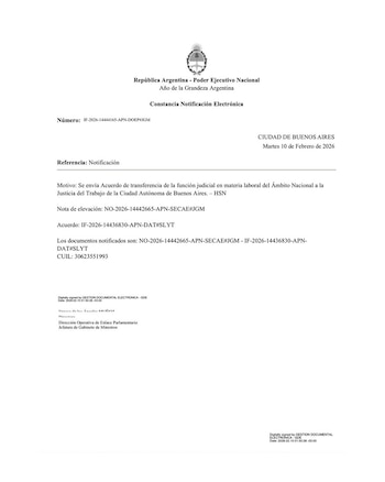 Una notificación electrónica del Poder