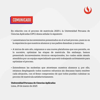 Estudiantes UPC denuncian fallas en matrícula virtual: "Nos derivan a la inteligencia artificial"