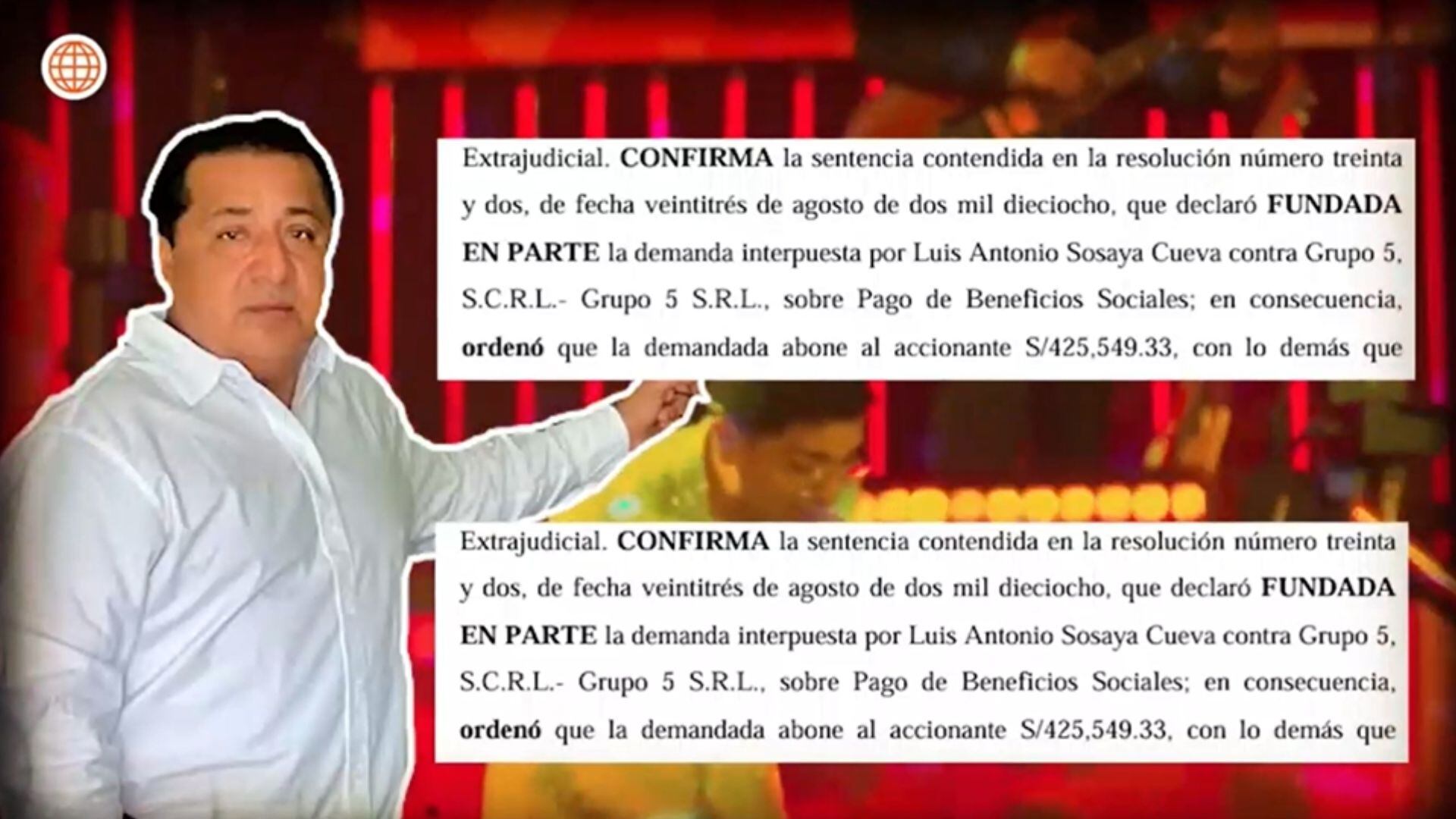 Toño Sosaya mantiene disputa legal con Grupo 5 por pago de beneficios laborales. (América TV)