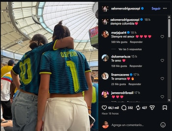 La hija del capitán de la selección Coiombia se mostró conmovida tras la eliminación del Mundial 2026-crédito @salomedrodriguezospi/Instagram