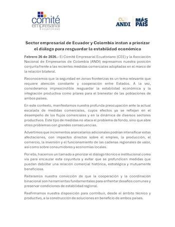 Empresarios de Colombia y Ecuador