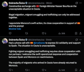 Mensajes de la comisaria de la UE sobre Ceuta
