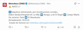 Afectación en un tramo de