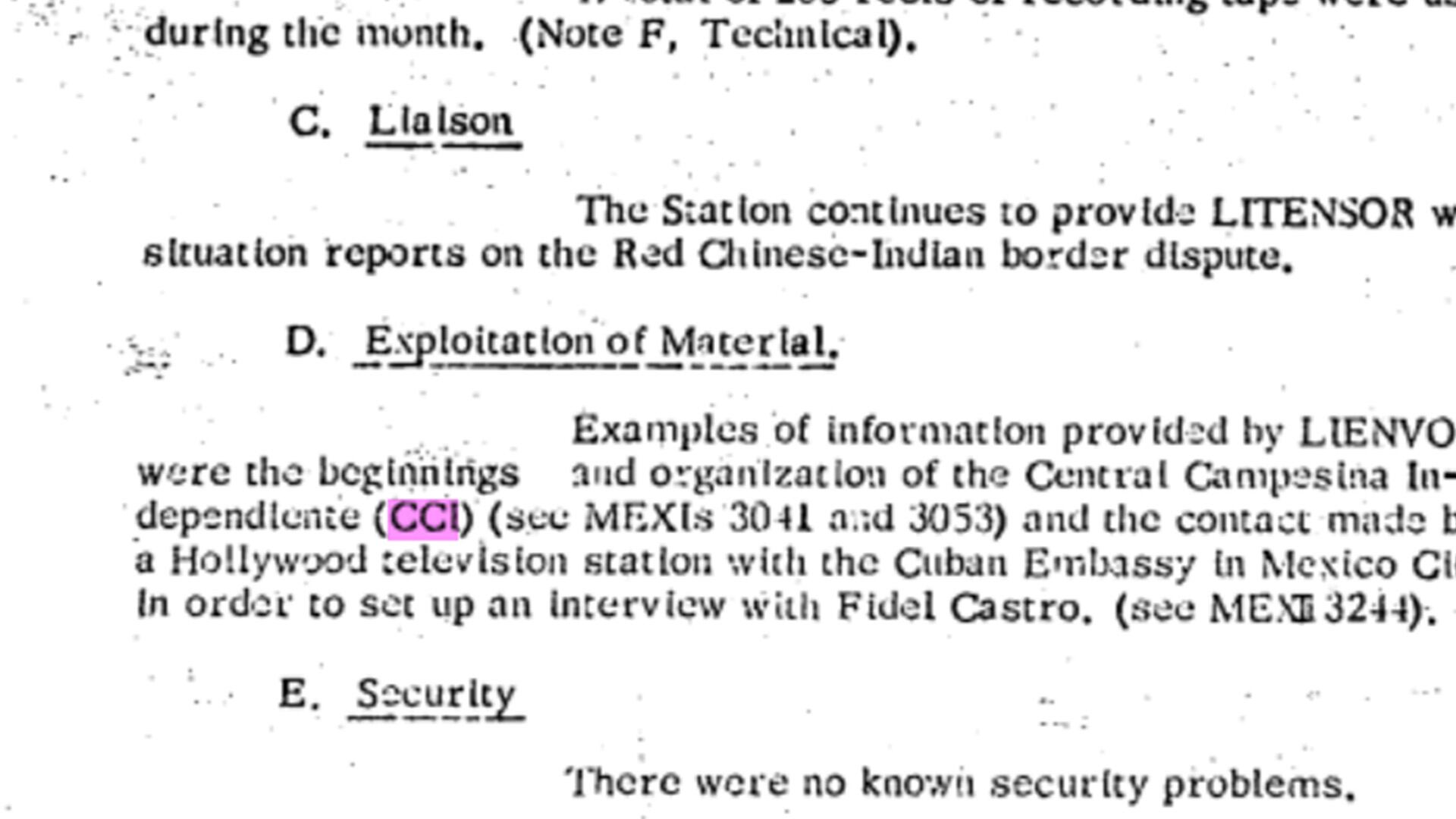Las organizaciones espiadas tenían alguna relación con ideas de izquierda. (National Archives U.S. documento no.104-10187-10030)