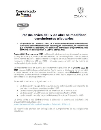 La Dian informó que el