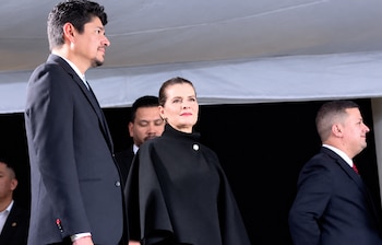 La presidenta Laura Férnandez llegó a Cartago en compañía de su esposo. Crédito: Presidencia de la República