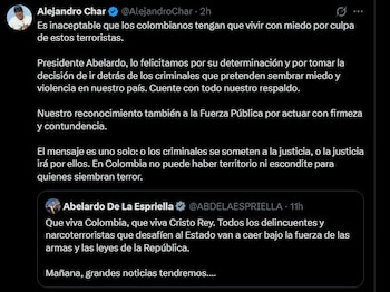 Alejandro Char dijo que el operativo en Riohacha envía un mensaje directo a las estructuras criminales sobre el alcance de la justicia en Colombia - crédito @AlejandroChar/X