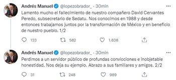 AMLO lamentó el fallecimiento de