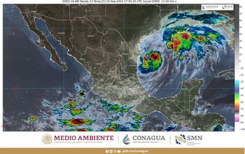Avance de la tormenta tropical en tiempo real en la República Mexicana.