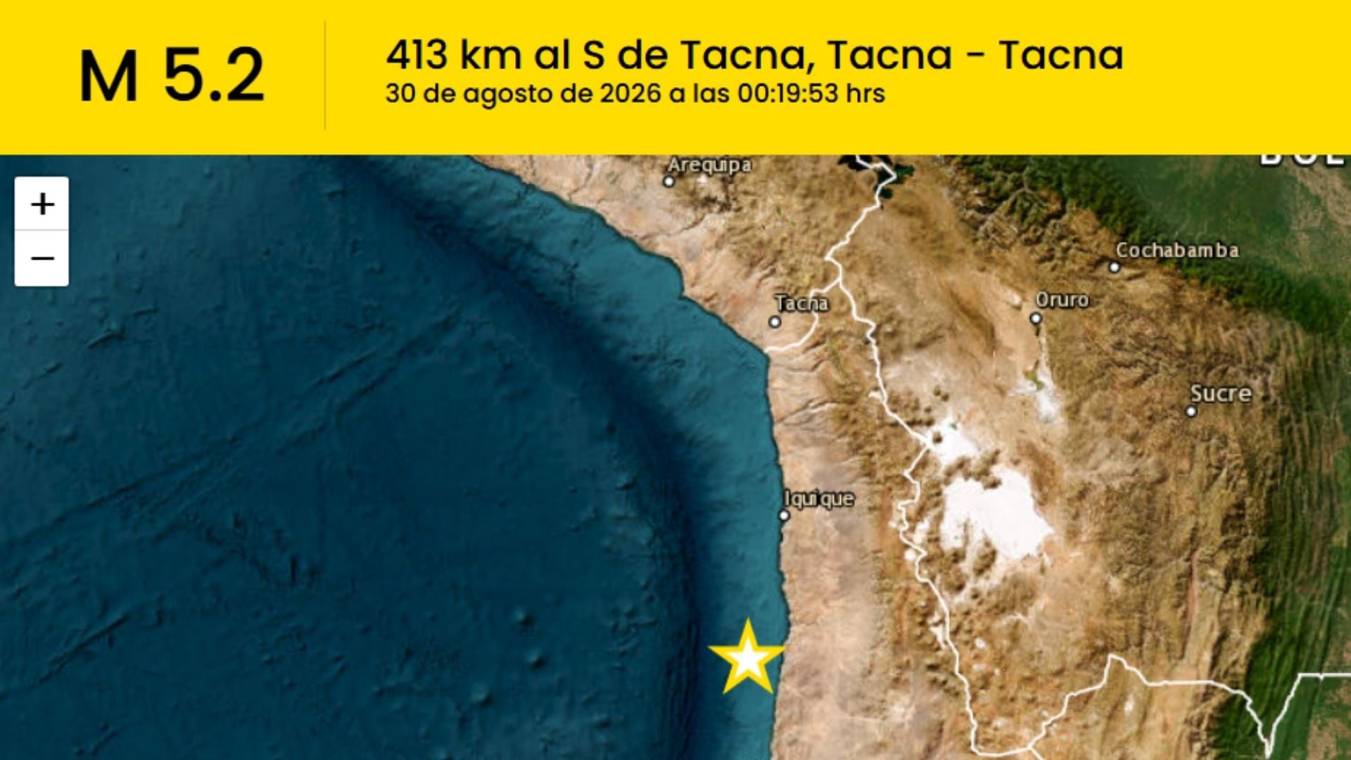 Sismo al sur de Tacna